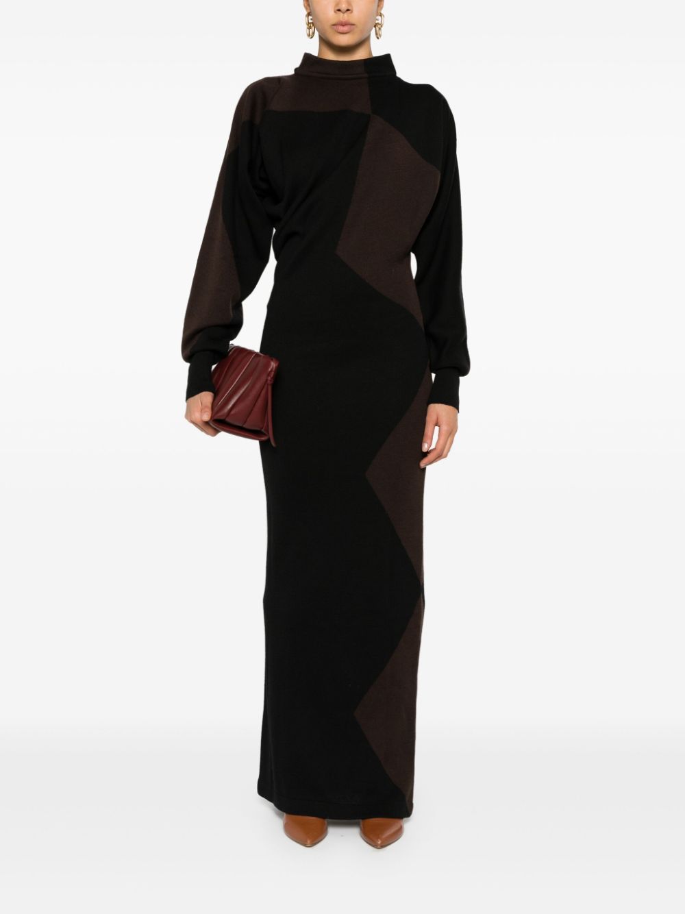 Philosophy Di Lorenzo Serafini Scoop Back Long Knitted Dress In Black