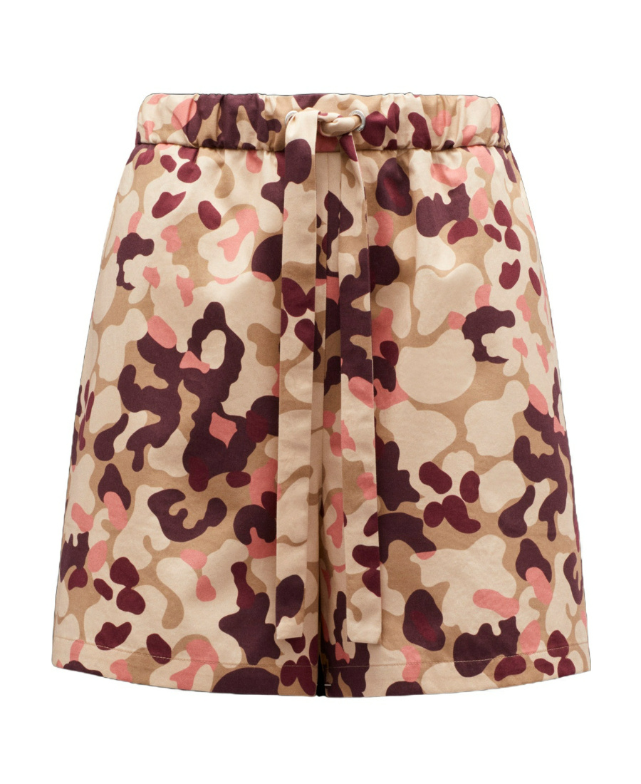 Moncler Tie-waist Camouflage-print Shorts In Nude