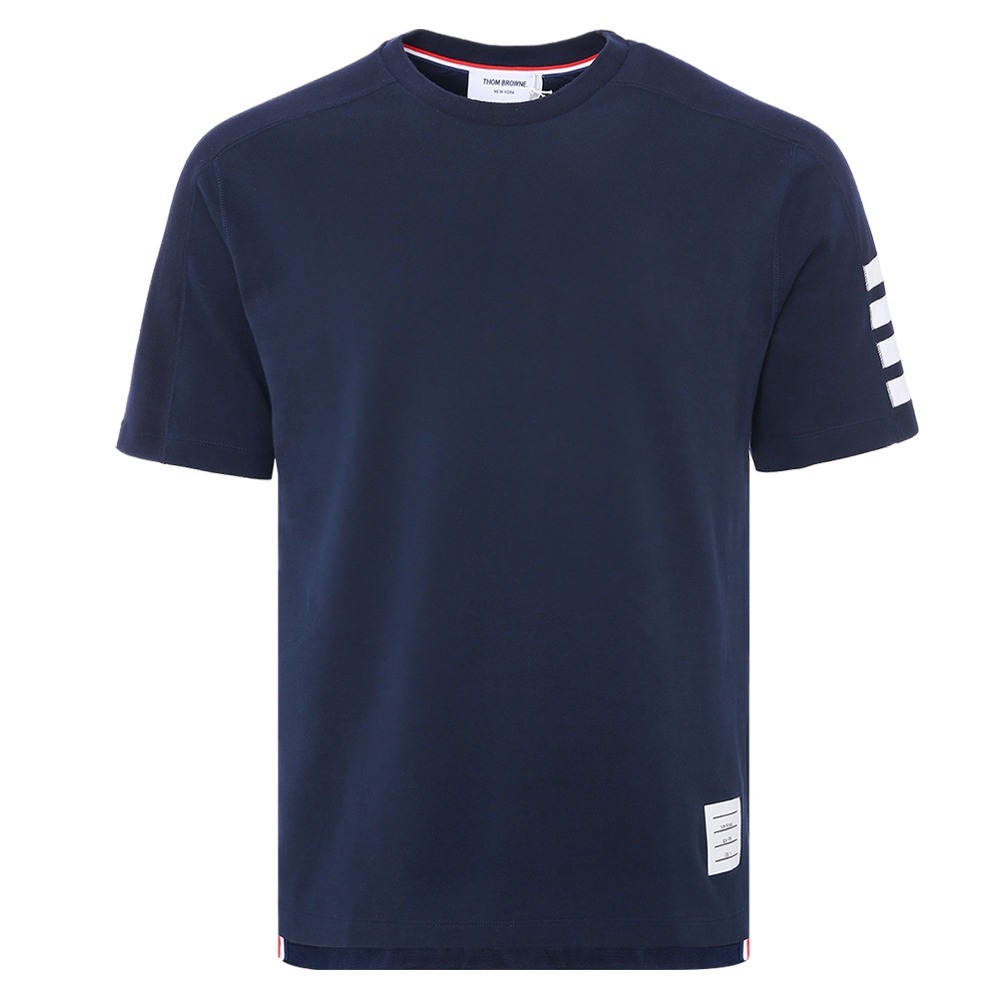 Thom Browne Short-sleeve Crew Neck T-shirt With Bold Sleeve Stripes