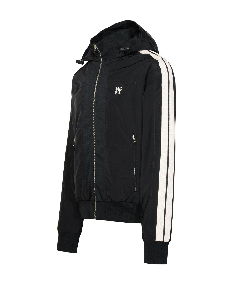 Palm Angels Nylon Blend Windbreaker With Ribbed Cuffs And Stand Collar In Black
