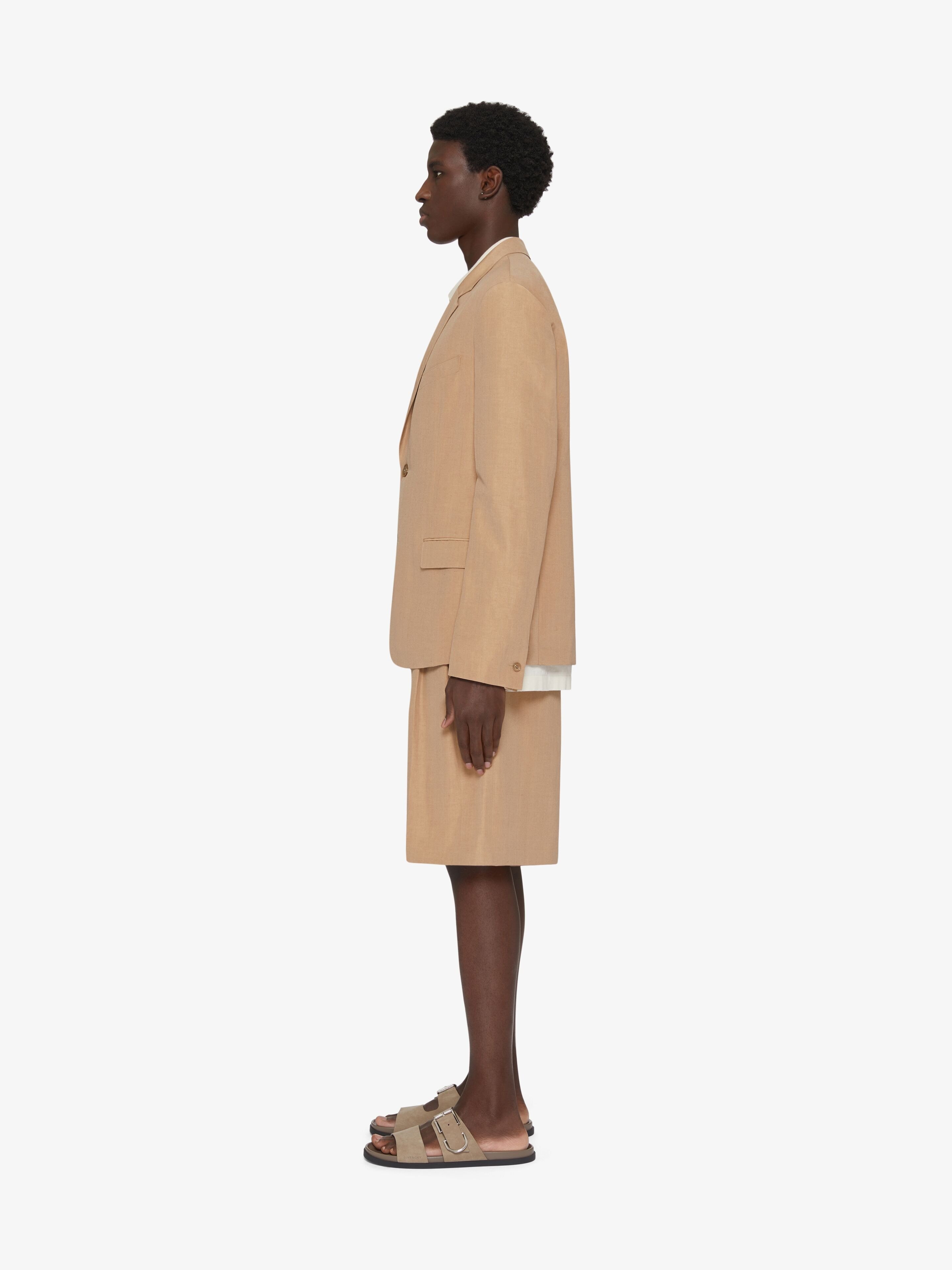 Givenchy Men's Plage Bermuda Shorts In Linen In Brown