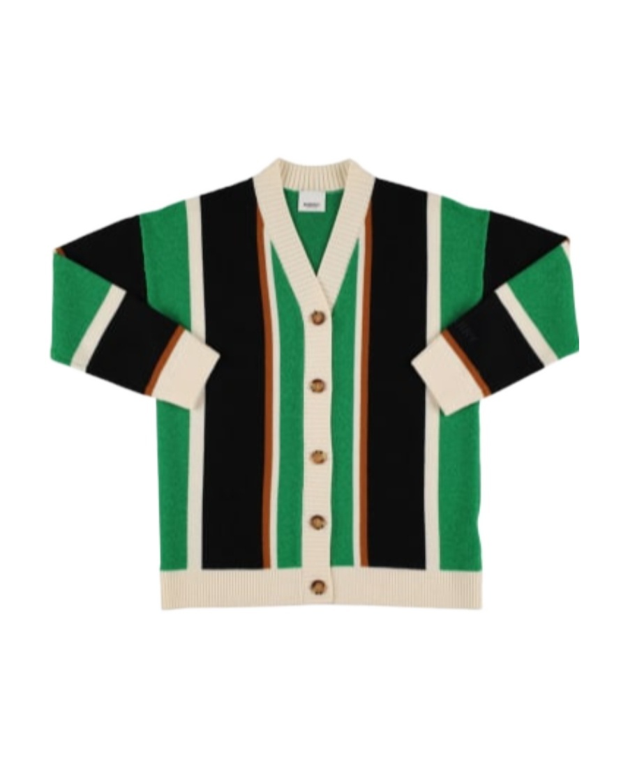 Burberry Striped Extra-long Cardigan In Green