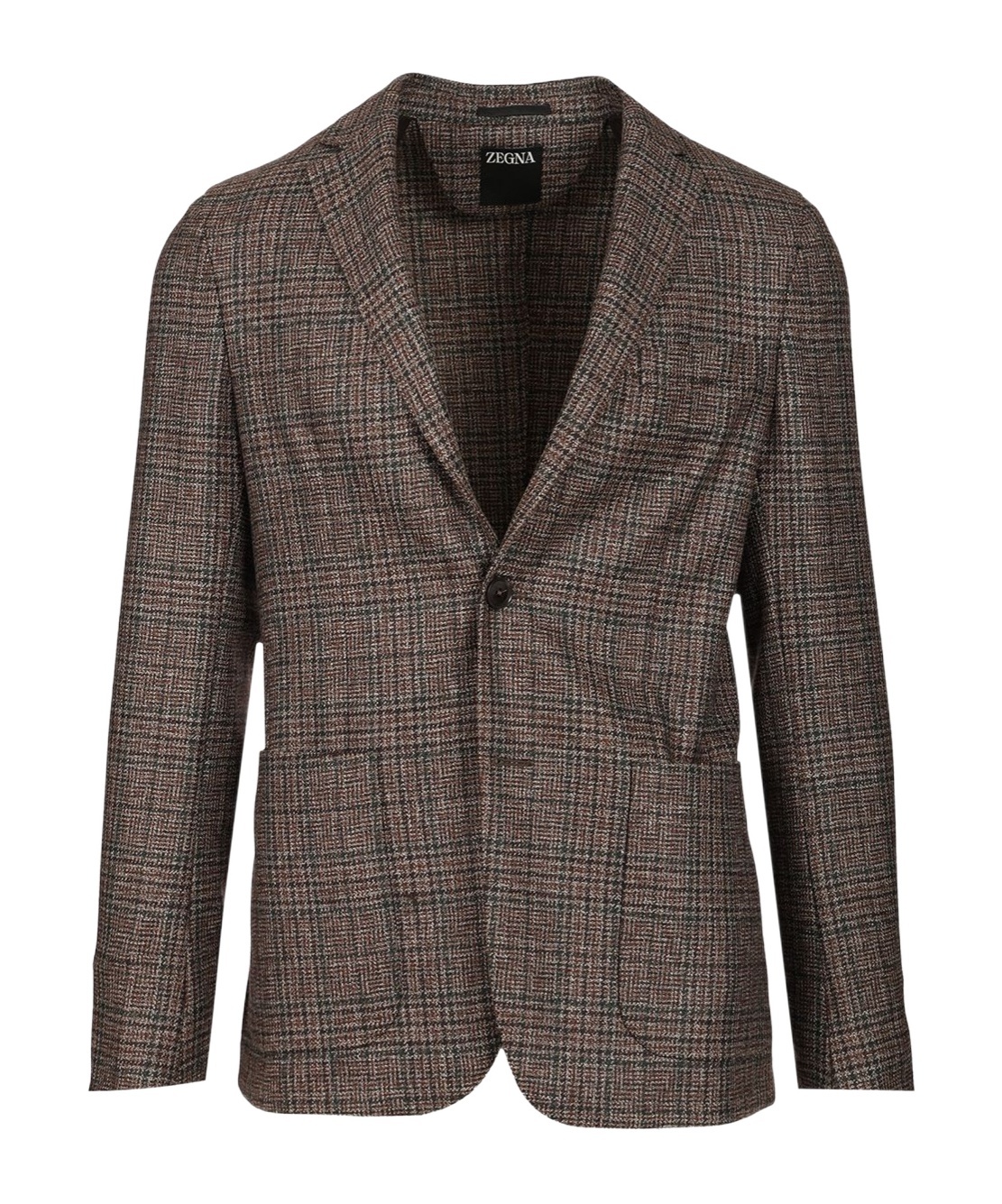 Zegna Prince Of Wales Wool Jacket In Brown