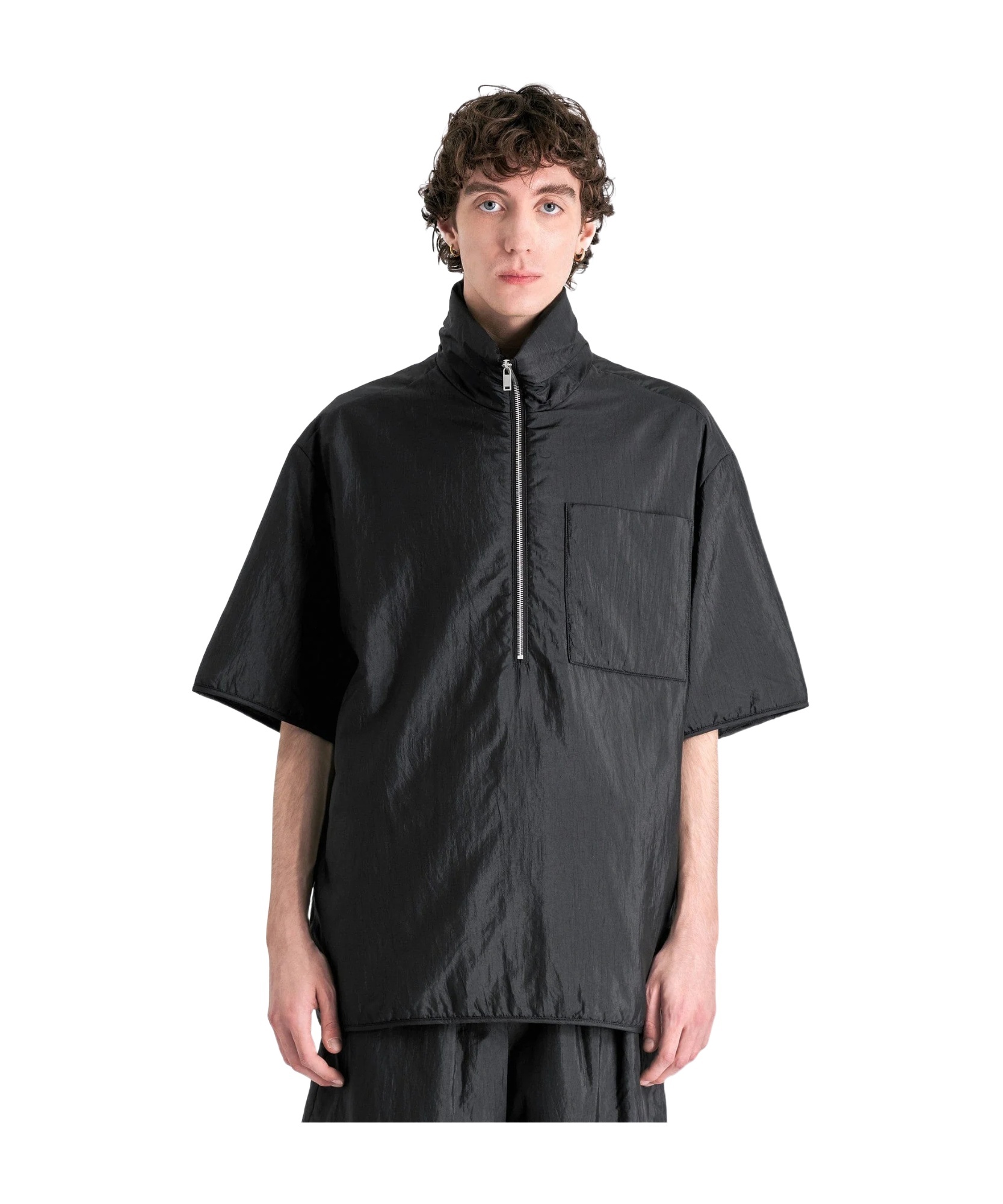 Jil Sander High-neck Padded Shirt In Black