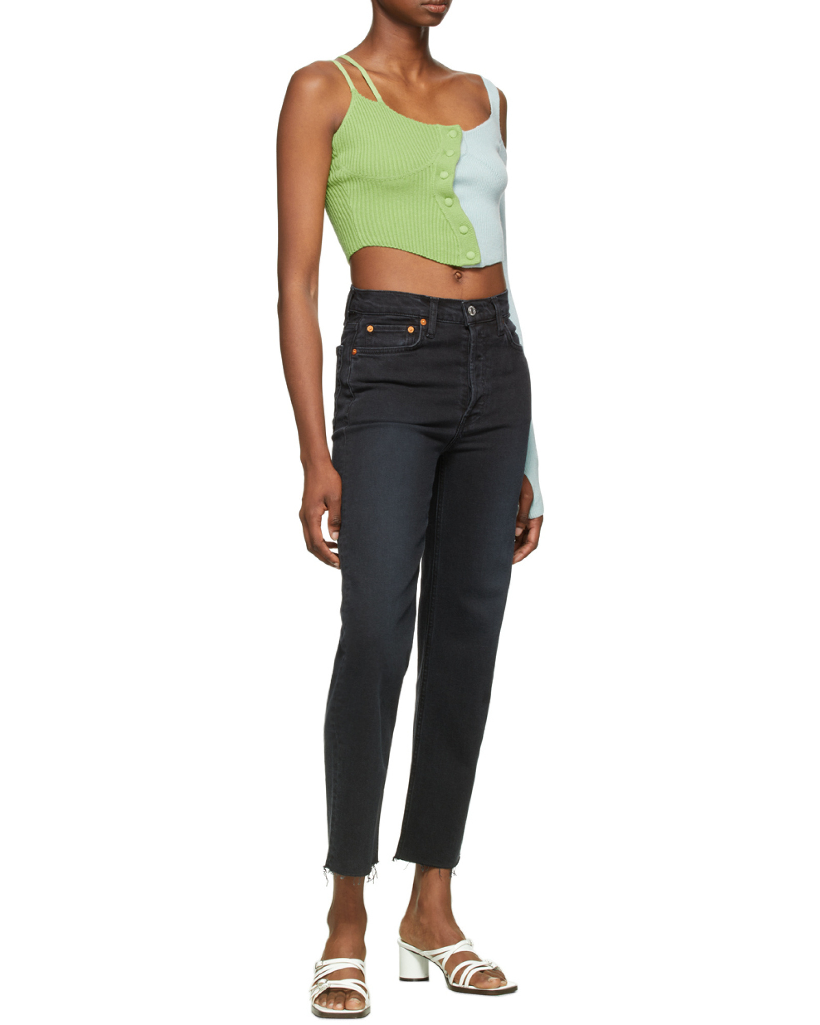 Re/done 70s High Rise Stove Pipe Straight-leg Jeans In Black
