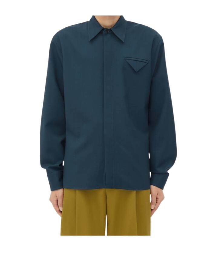 Shop Bottega Veneta Light Wool Twill Shirt In Blue