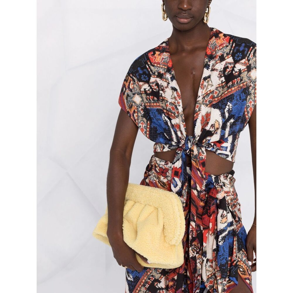 BALMAIN MULTICOLOR PRINT CROP TOP