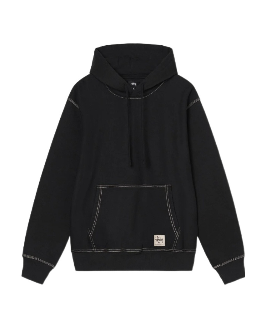 STUSSY CONTRAST-COLOR STITCHING LABEL HOODIE