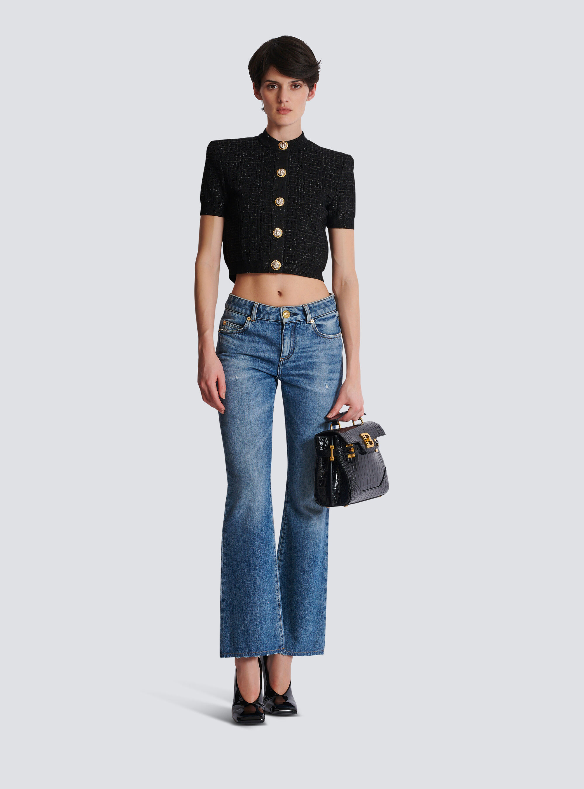 Balmain Pb Labyrinth Knit Cardigan In Black