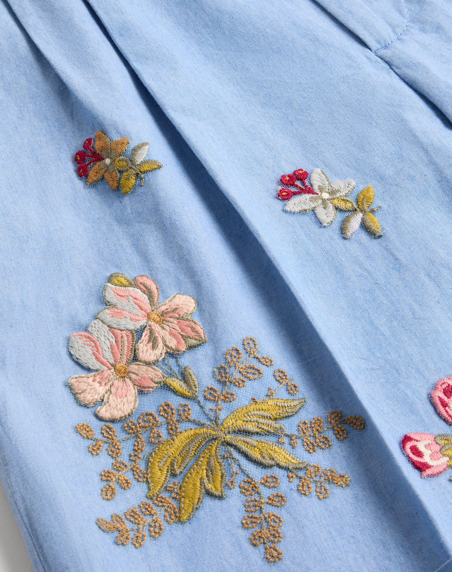 Valentino Denim Embroidered Tailored Shorts In Blue