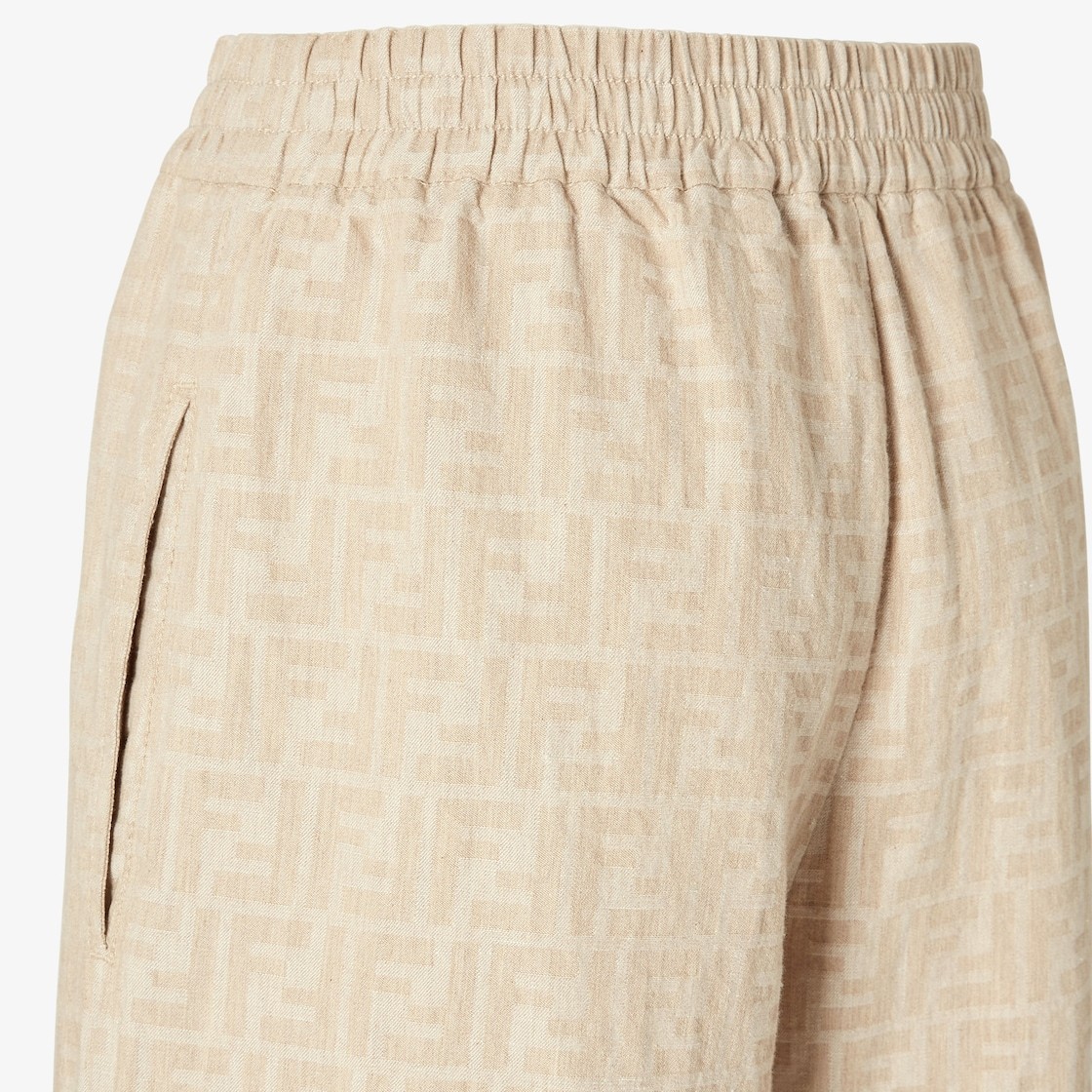 Fendi Women Ff Cotton And Linen Trousers In Neutral