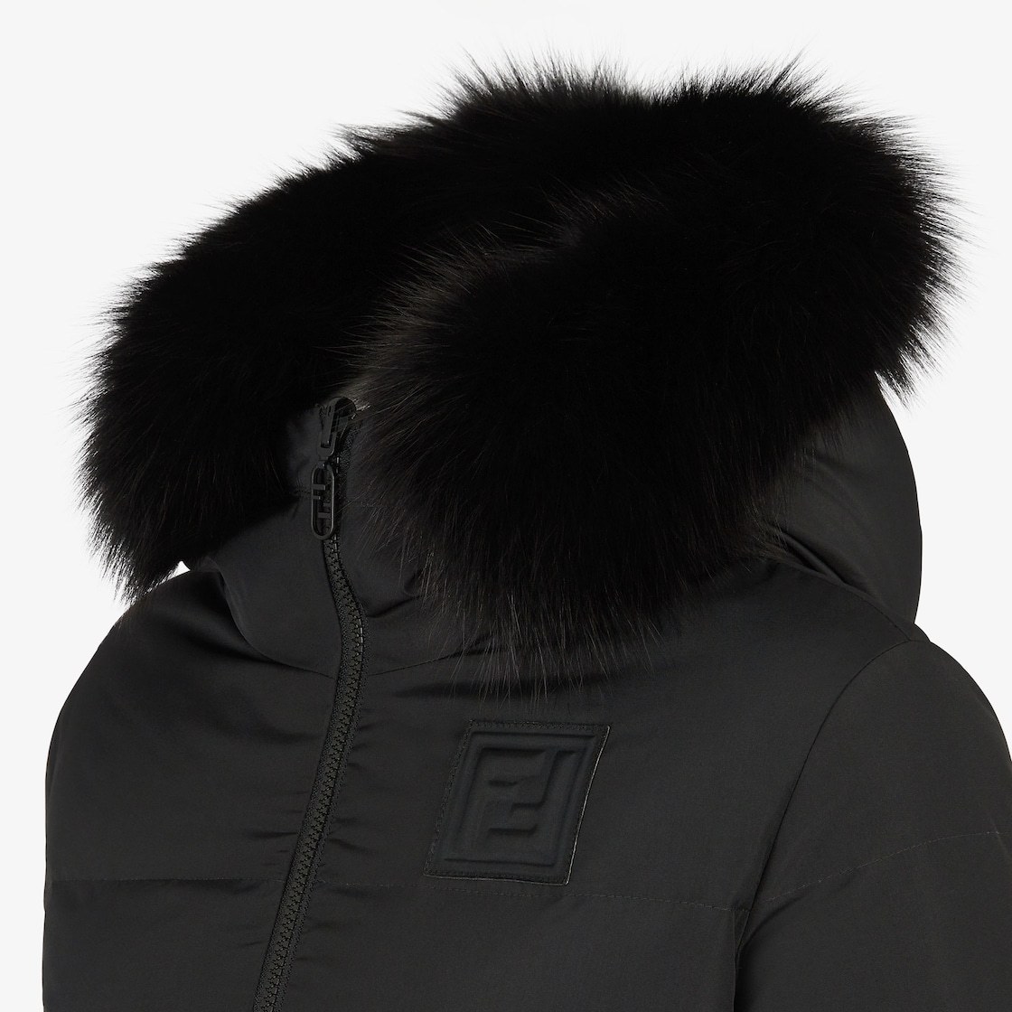 Fendi Wear Woolen Collar Cotton-padded Clothes On Both Sides In Black