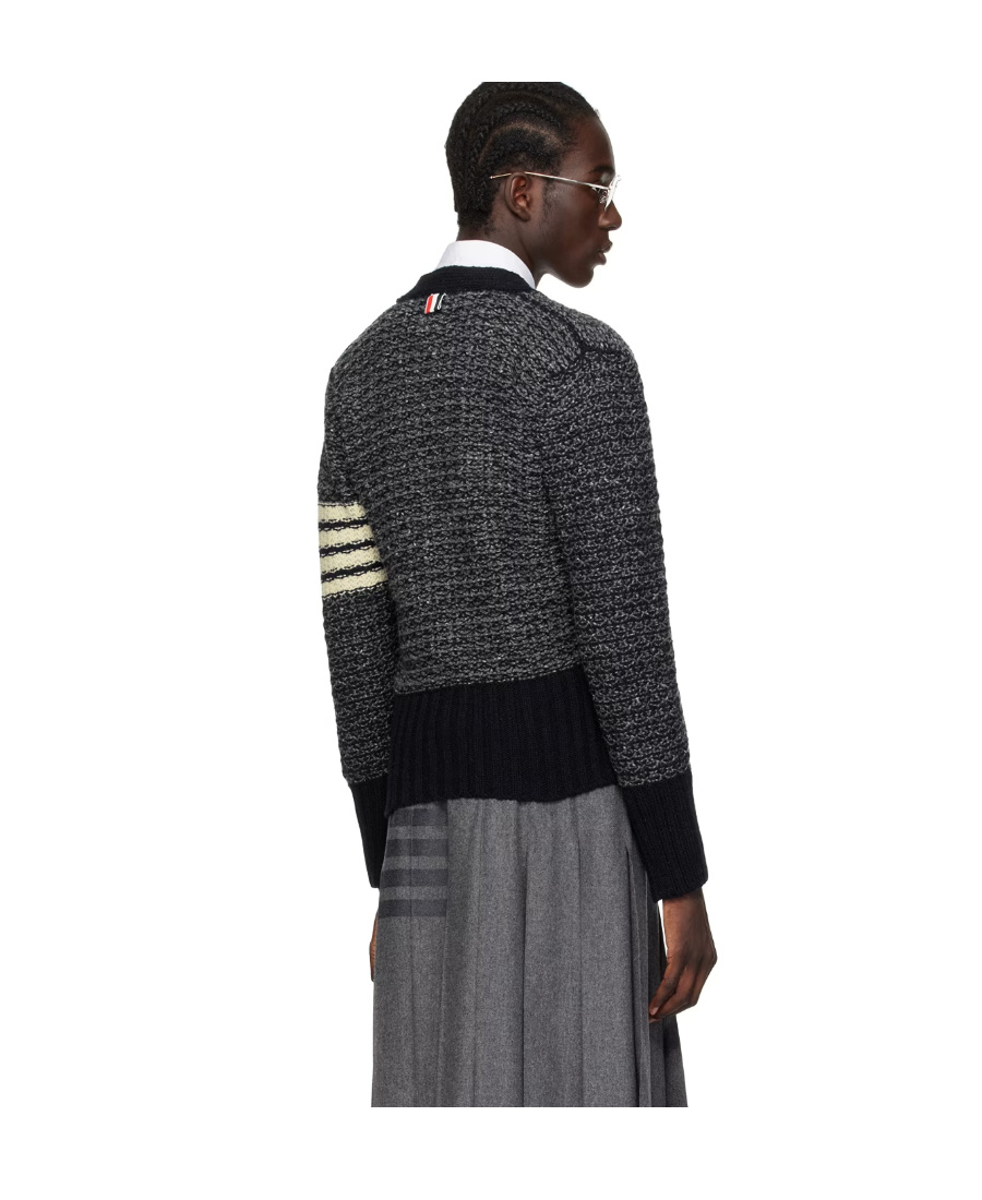 Thom Browne 4-bar Mélange-effect Cardigan In Black