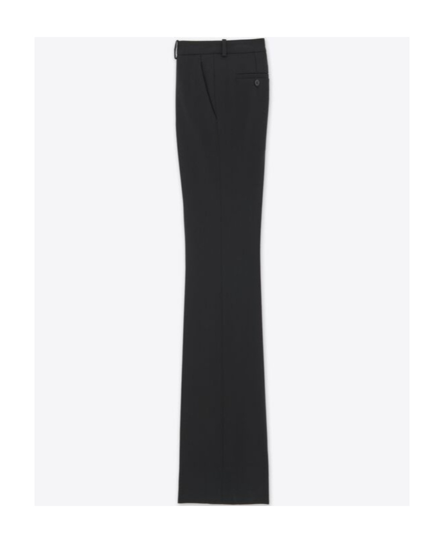 Saint Laurent Low-rise Flared Wool Trousers In Black