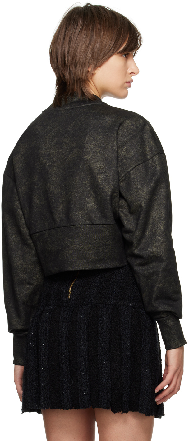 Balmain Logo-embossed Cropped Sweatshirt In Black
