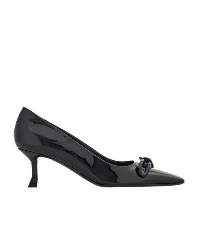 Ferragamo Asymmetrical Bow Cat Heels In Black