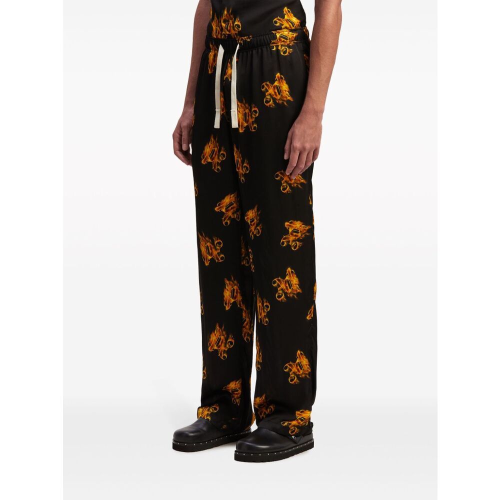 Palm Angels Burning Monogram-embroidered Track Pants In Black