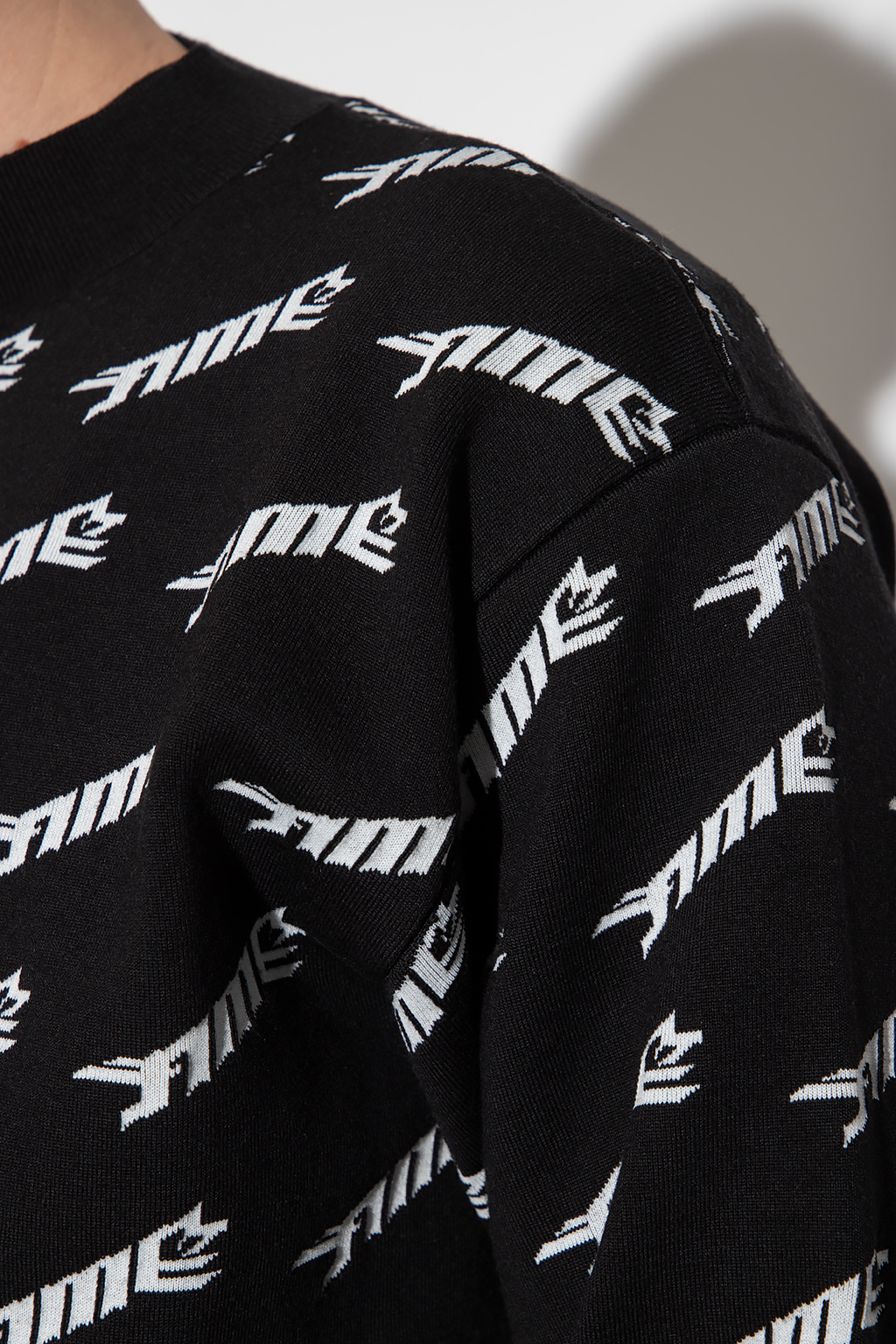 Ambush Embroidered Crew-neck Wool Blend Sweater In Black