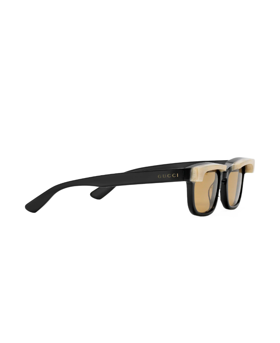 Gucci Contrast-border Rectangle Sunglasses In Nude
