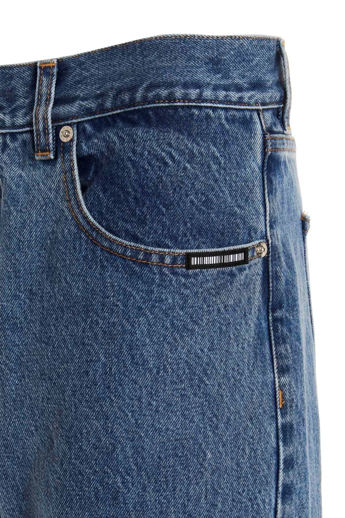Shop Vtmnts High-waisted Cotton Jeans In Blue