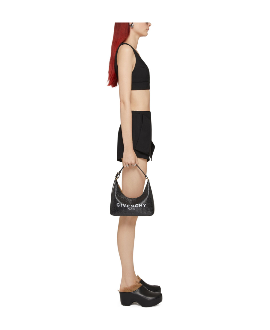 Givenchy Black Zip Front Wool Crop Top In Black