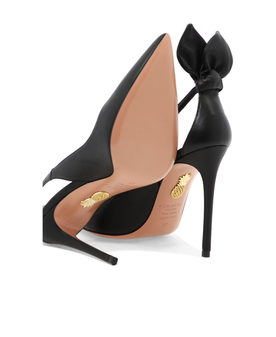 Aquazzura Black Leather Bow Tie Pump 105 Pumps In Black