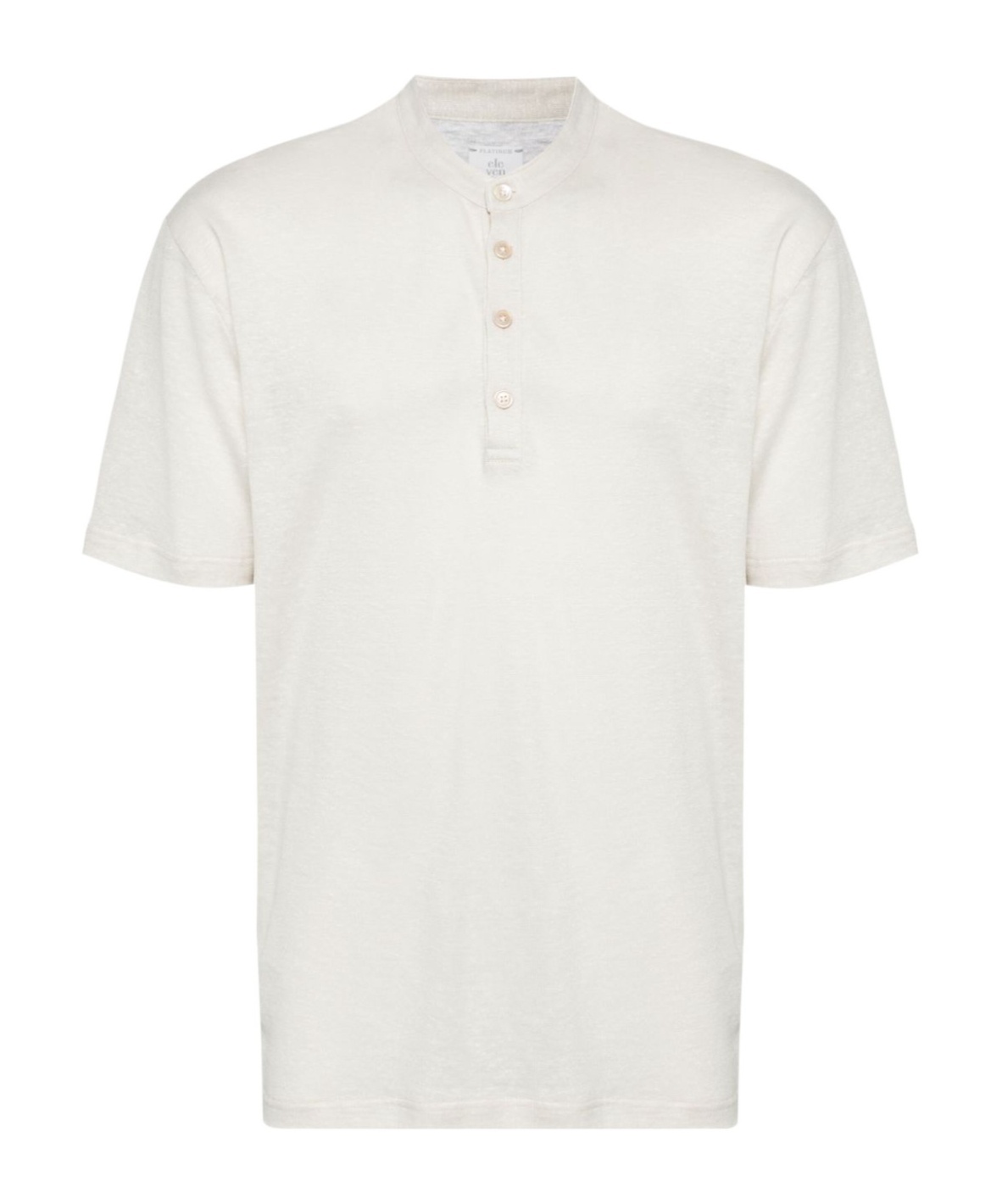Eleventy Buttoned Linen-cotton T-shirt In White