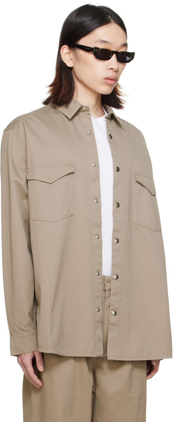 Nanushka Kinny Lapel Shirt In Gray