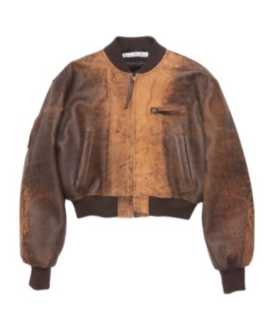 Acne Studios Leather Bomber Jacket In Brown