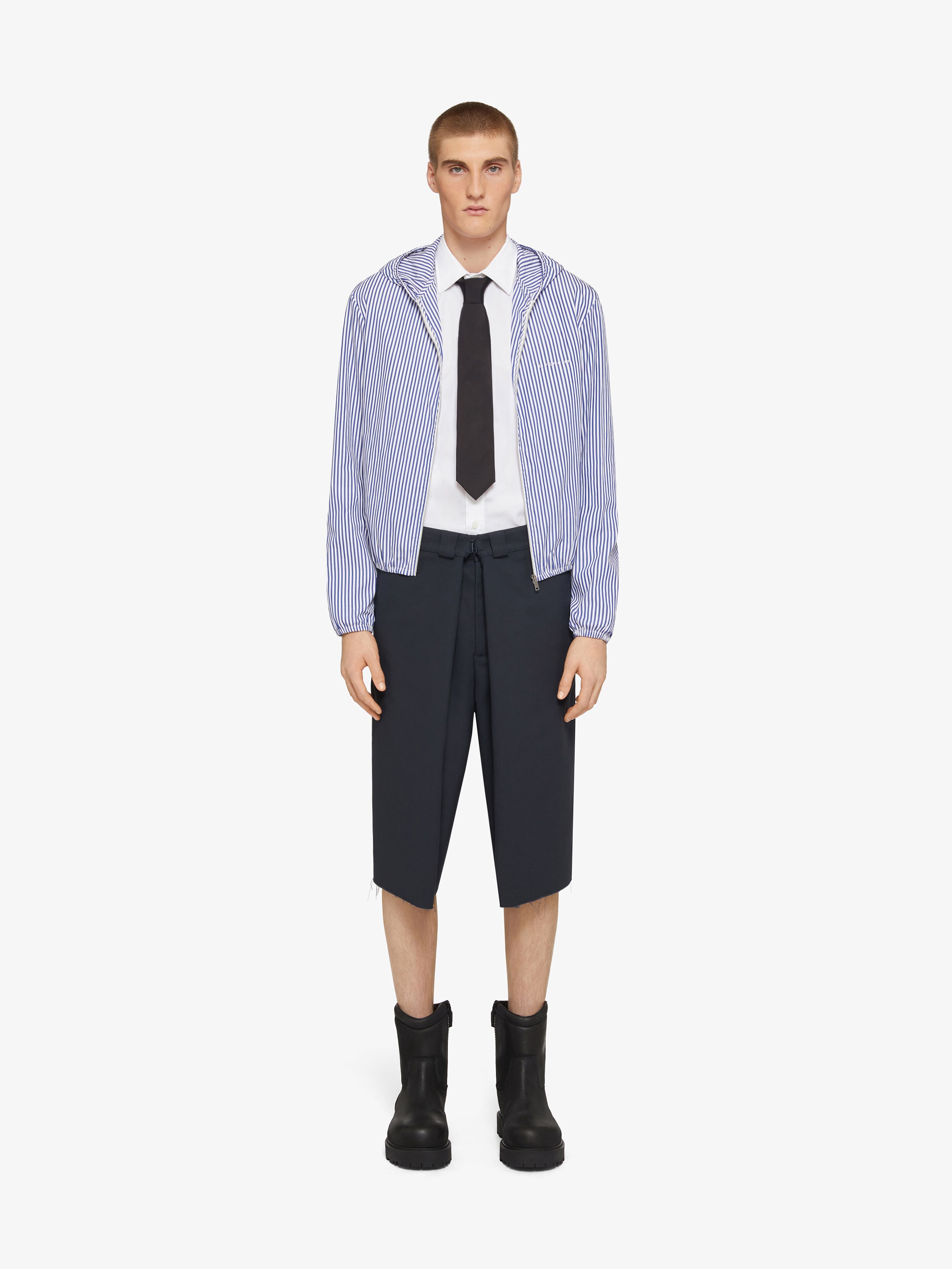Givenchy Striped Hooded Cotton Jacket In Blue