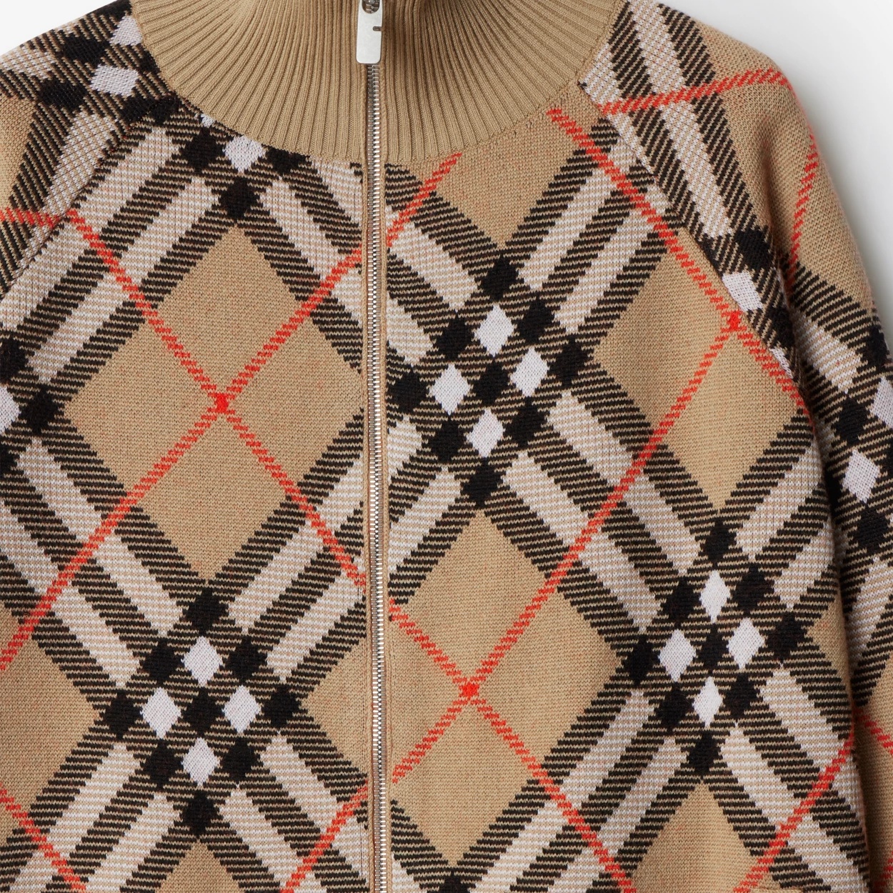 Burberry Embroidered Stretch Wool Blend Cardigan In Nude