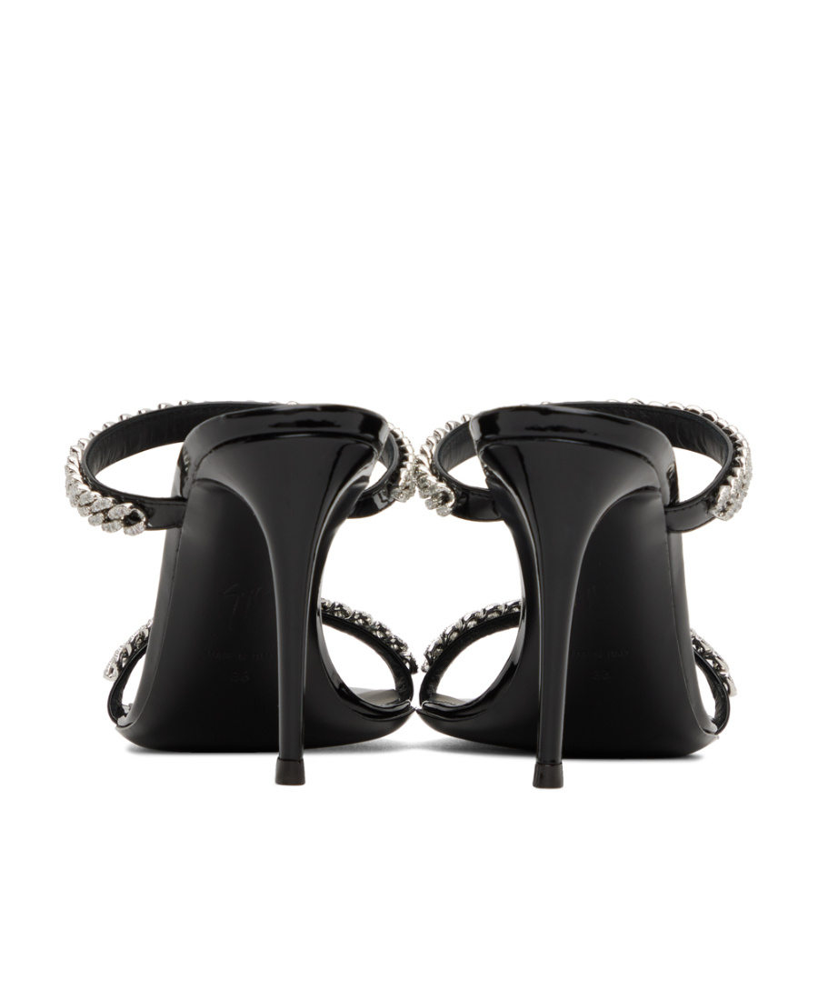 Giuseppe Zanotti Intrigo Crystal Chain Two-band Sandals In Black