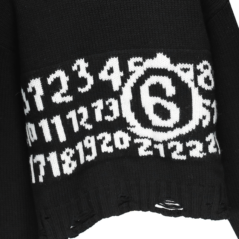 Mm6 Maison Margiela Logo Inlaid Imitation Effect Sweater In Black