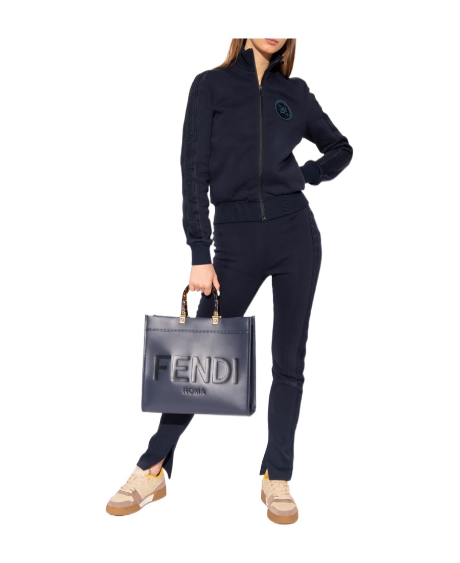 Shop Fendi Logo Patch Track Jacket In Black