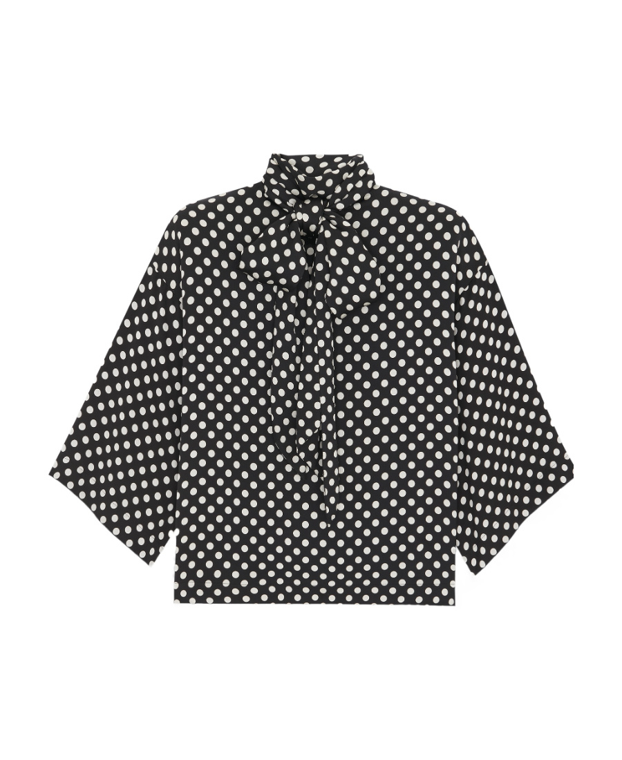 Saint Laurent Satin Blouse In Black
