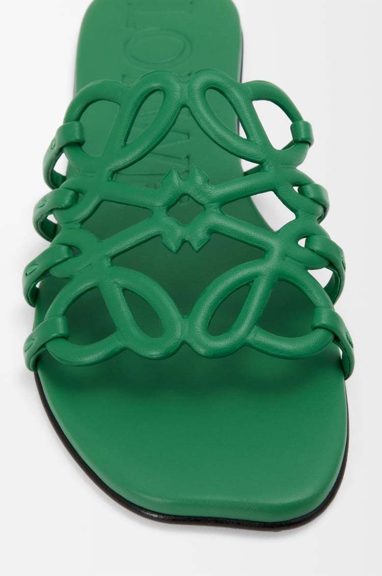 Loewe Petal Anagram Leather Flat Sandals In Green