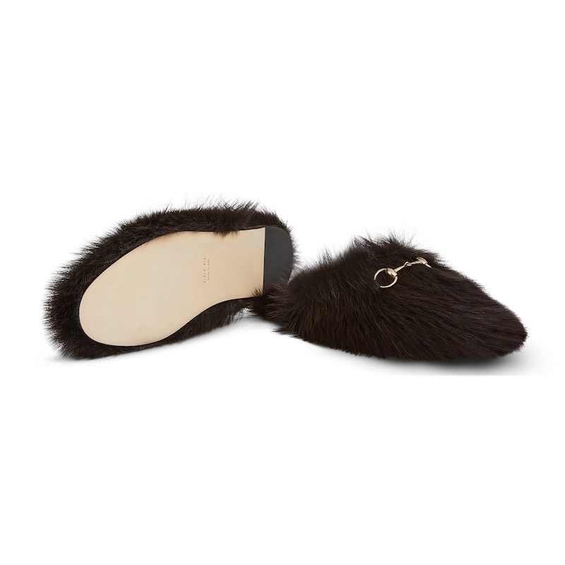 Gucci Horsebit Flat Slip-on Mule In Brown