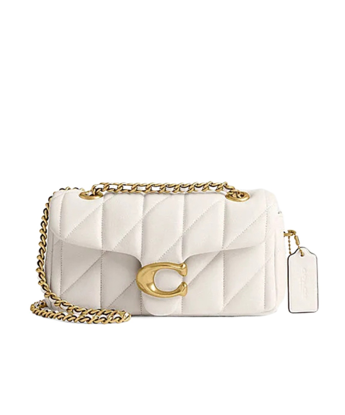 Coach Quilted Leather Crossbody Bag With Chain Strap In White