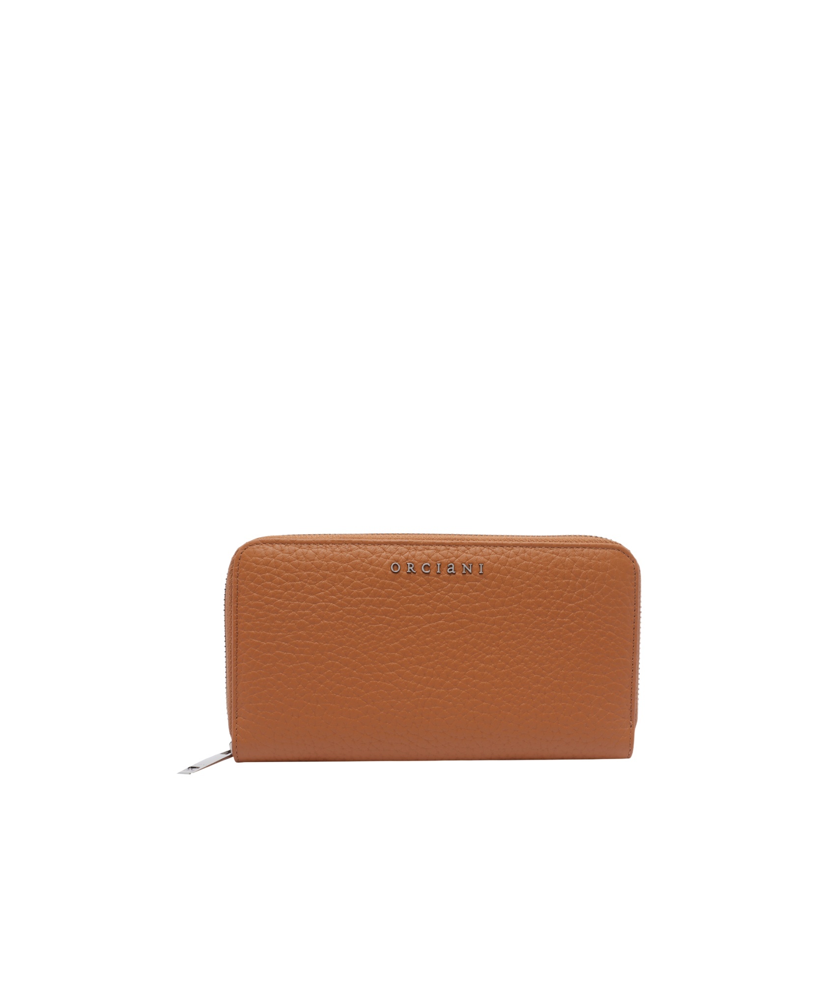Orciani Textured Finish Zip Purse In Brown