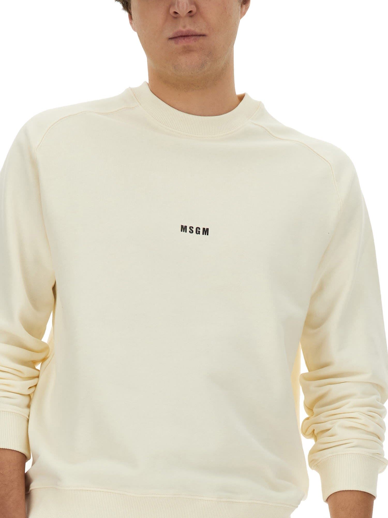 Msgm Logo-print Cotton Sweatshirt In White