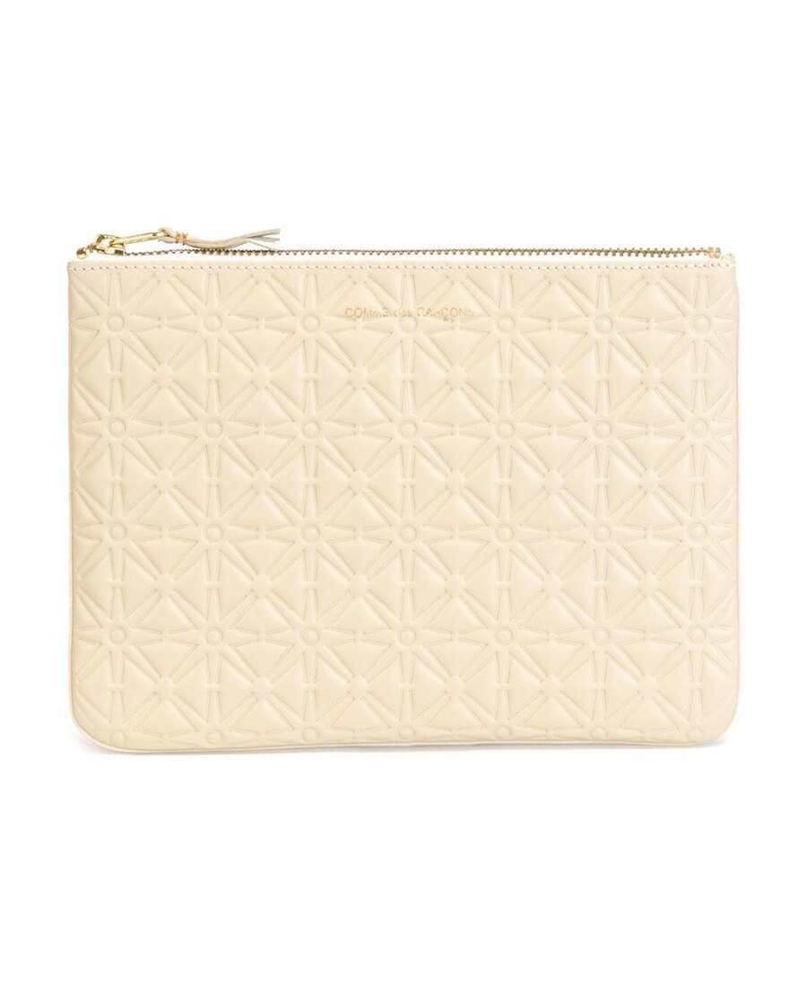 Comme Des Garçons Embossed Zip Clutch In Brown