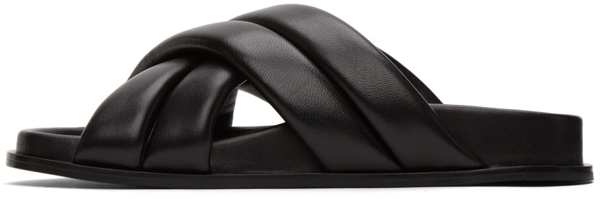 Anine Bing Lizzie Leather Cross-strap Slides In Black
