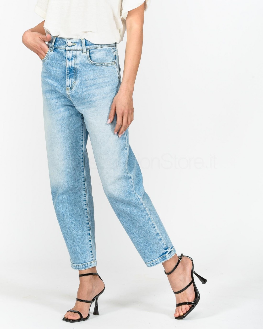 Icons Faded Zipper Denim Pants In Blue