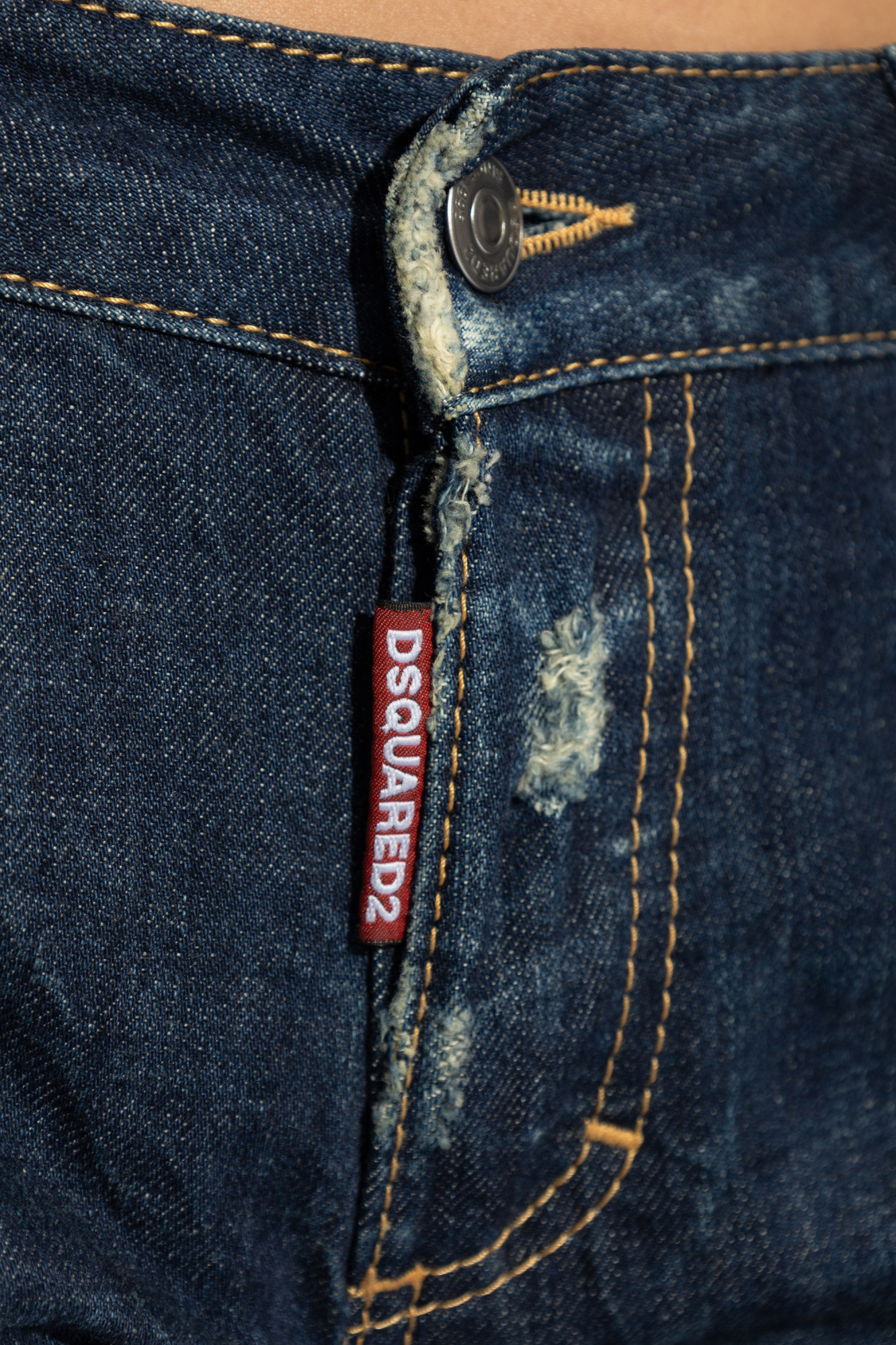 Shop Dsquared2 Dark Crinkle Washed Medium Waist Jennifer Jeans In Blue