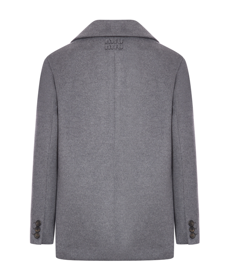 Miu Miu Double-breasted Velour Wool Blazer In Gray