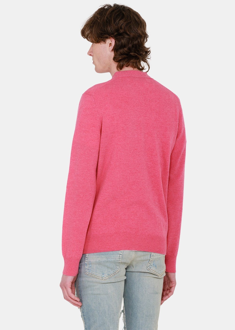 Comme Des Garçons Play Embroidered Ribbed Cuffs And Hem Sweater In Pink