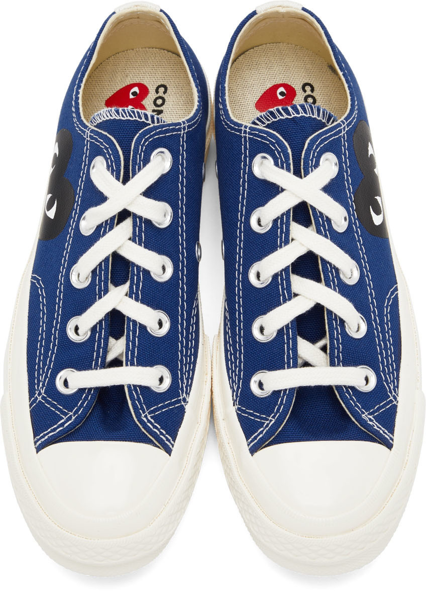Shop Comme Des Garçons Play Logo Casual Sports Shoes In White