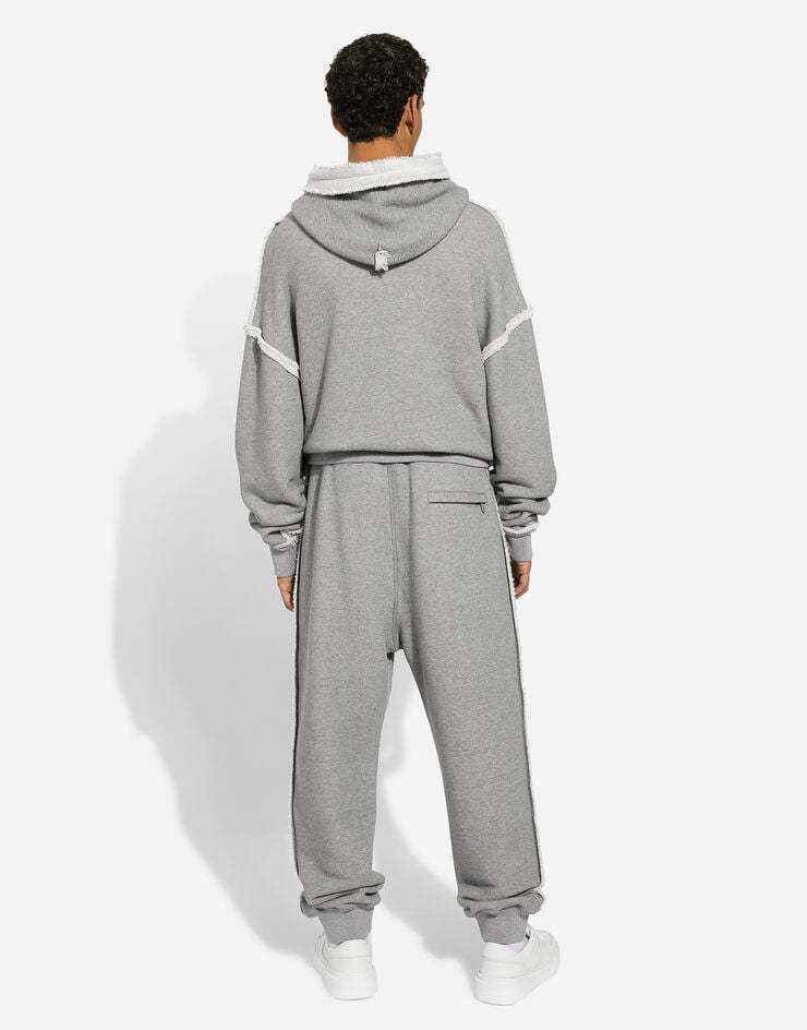 Dolce & Gabbana Logo-print Contrasting-trim Hoodie In Gray
