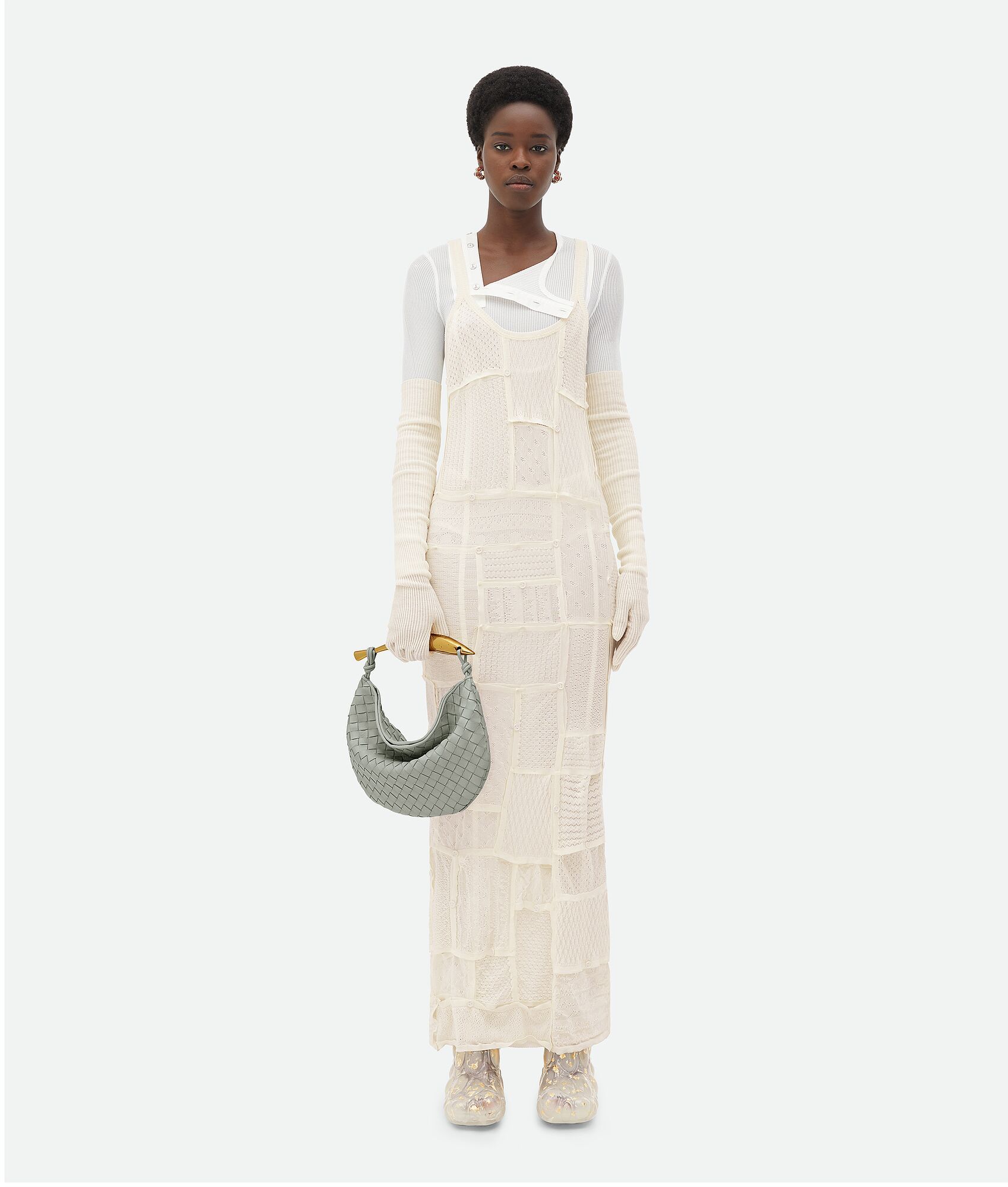 Shop Bottega Veneta Sardine Leather Tote Bag In Gray