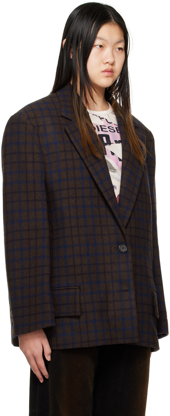 We11 Done Checkered Suit Jacket In Black